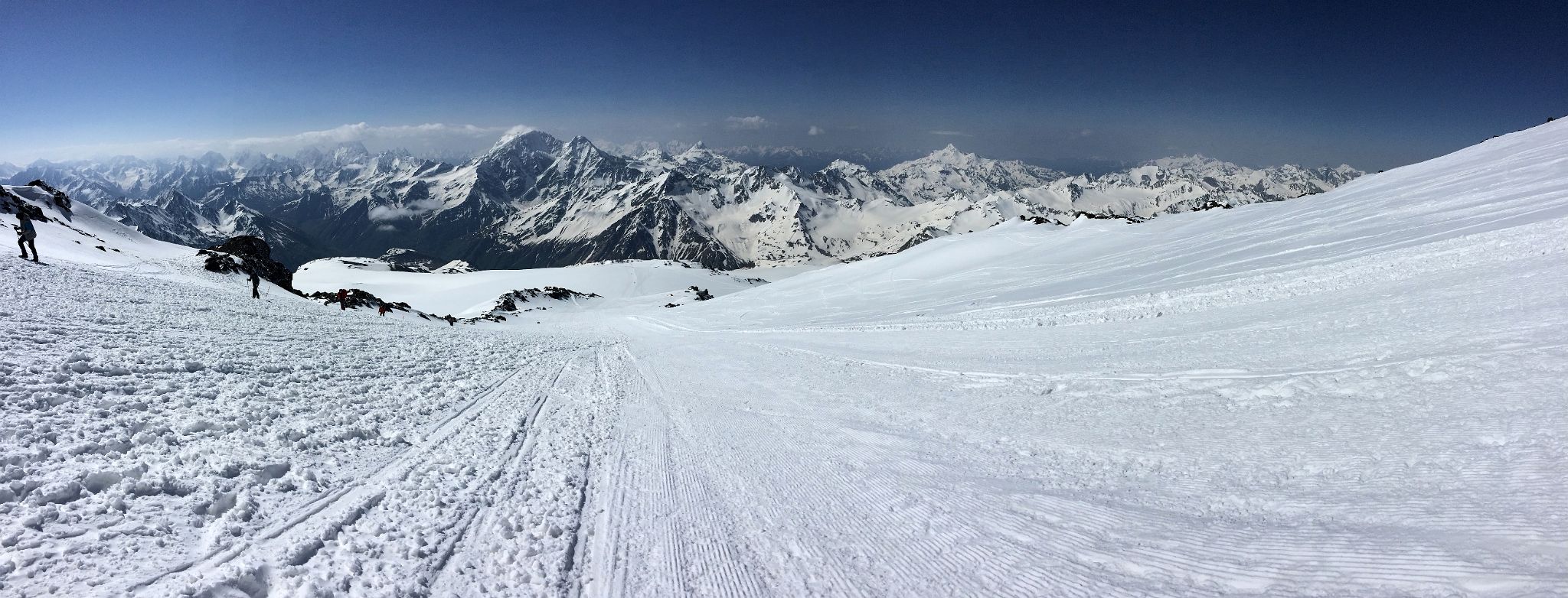 05A Panoramic View Of Mounts Kavkaza, Donguz-Orun, Cheget, Shdavleri On Climb To Pastukhov Rocks On The Mount Elbrus Climb